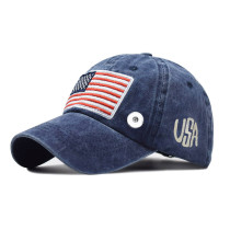 Baseball Hat Classic American Flag Pure Cotton Hat fit 20MM  Snaps button jewelry wholesale