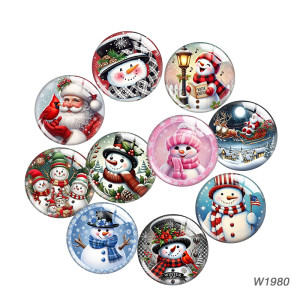20MM Christmas Snowman Cartoon  glass snap button charms