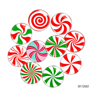 20MM Christmas Colored Candy Picture Cartoon  glass snap button charms