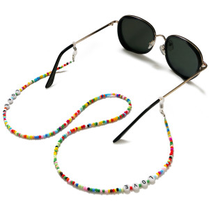 LOVE Colorful Rice Beads English Letter Glasses Chain Fashion Mask Rope Hanging Rope