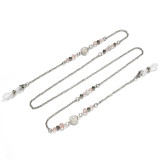 Stainless steel sun and moon concentric glasses chain rope hanging neck hanging chain rope sunglasses pearl crystal