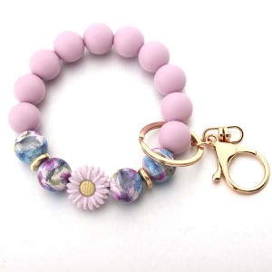 Sunflower Bracelet Silicone Bead Bag Pendant Bracelet Keychain