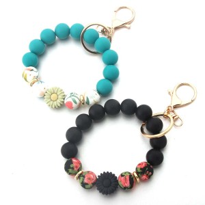 Sunflower Bracelet Silicone Bead Bag Pendant Bracelet Keychain