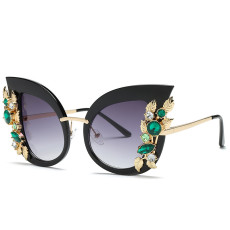 Fashionable Sunglasses Classic Retro Large Frame Cat Eye Diamond Crystal Sunglasses