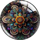 20MM 10pcs/lot Mandala pattern Print glass snap button charms