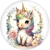 20MM 10pcs/lot Cartoon  Unicorn  Deer  rabbit  panda  hedgehog  Print glass snap button charms