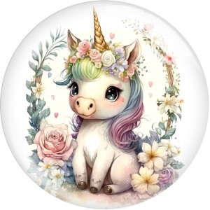 20MM 10pcs/lot Cartoon  Unicorn  Deer  rabbit  panda  hedgehog  Print glass snap button charms