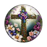 20MM 10pcs/lot Faith Cross Easter Print glass snap button charms