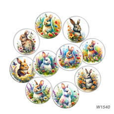 20MM 10pcs/lot Easter Bunny Cartoon  glass snap button charms