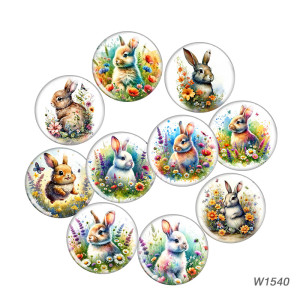 20MM 10pcs/lot Easter Bunny Cartoon  glass snap button charms