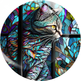 20MM 10Pcs/lot Cat Print glass snap button charms
