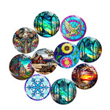 20MM 10Pcs/lot Natural scenery Print glass snap button charms