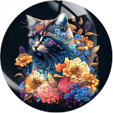20MM 10Pcs/lot Cat Print glass snap button charms