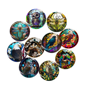20MM 10Pcs/lot animal Print glass snap button charms