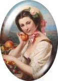 20MM 10pcs/lot Retro oil painting lady glass snap button charms