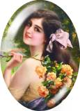 20MM 10pcs/lot Retro oil painting lady glass snap button charms