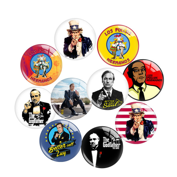 20MM 10Pcs/lot Classic Movie Better Call Saul Print glass snaps buttons  DIY jewelry