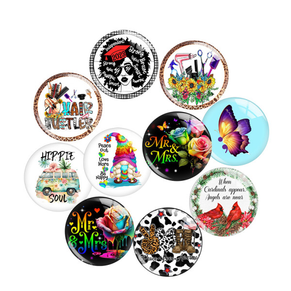 20MM 10Pcs/lot festival Print glass snaps buttons  DIY jewelry