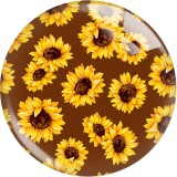 20MM 10Pcs/lot  sunflower Print glass snaps buttons  DIY jewelry