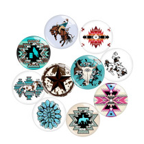 20MM 10pcs/lot Western Cowboy Totem  Print glass snap button charms