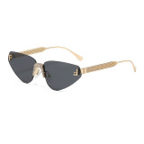 Fashionable frameless diamond sunglasses for outdoor street photography, UV resistant sunglasses