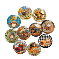 20MM 10Pcs/lot Thanksgiving Print glass snap button charms