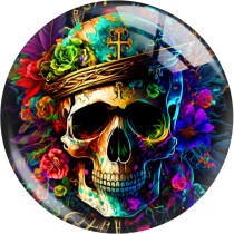 20MM 10pcs/lot Punk skull  Print glass snap button charms