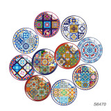 20MM 10pcs/lot Colorful patterns glass snap button charms