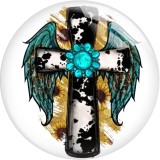 20MM 10Pcs/lot faith cross glass snap button charms