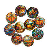 20MM 10Pcs/lot Thanksgiving Print glass snap button charms