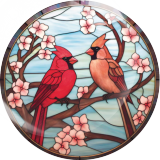 20MM 10Pcs/lot rosefinch Print glass snap button charms