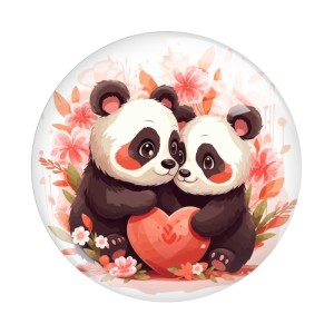 20MM 10pcs/lot panda Print glass snap button charms
