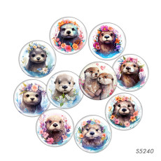 20MM 10pcs/lot otter Print glass snap button charms