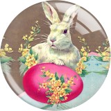 20MM 10pcs/lot  happy easter rabbit Print glass snap button charms
