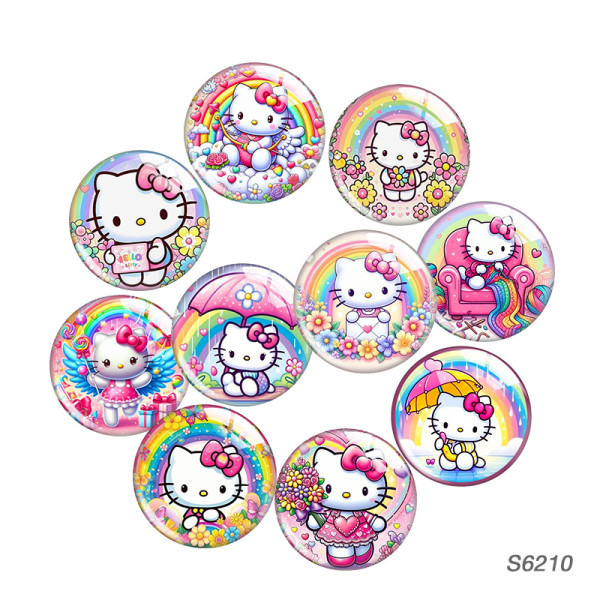 20MM 10pcs/lot KT Cat glass snap button charms