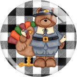 20MM 10Pcs/lot Turkey Thanksgiving Print glass snap button charms