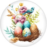 20MM 10pcs/lot  happy easter rabbit Print glass snap button charms