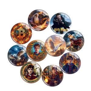 20MM 10Pcs/lot Harry Potter Print glass snap button charms