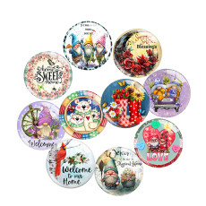 20MM 10Pcs/lot Dwarf goblins welcome to our home Print glass snap button charms