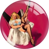 20MM 10Pcs/lot Pinup Girls Sexy Women glass snap button charms
