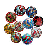 20MM 10Pcs/lot rosefinch Print glass snap button charms