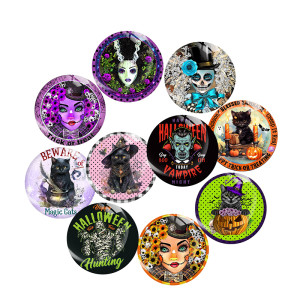 20MM 10Pcs/lot Halloween  Print glass snap button charms