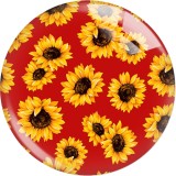 20MM 10Pcs/lot  sunflower Print glass snaps buttons  DIY jewelry