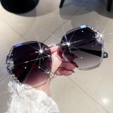 Diamond studded crystal frameless UV resistant sunglasses