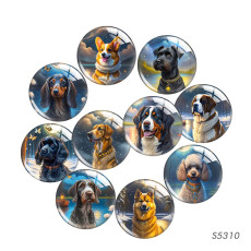 20MM 10pcs/lot dog Print glass snap button charms