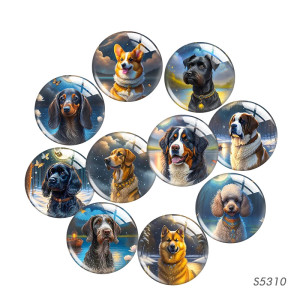 20MM 10pcs/lot dog Print glass snap button charms