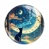 20MM 10pcs/lot cat Print glass snap button charms