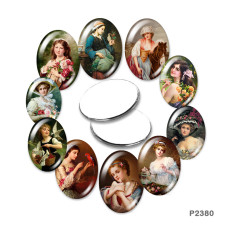 20MM 10pcs/lot Retro oil painting lady glass snap button charms
