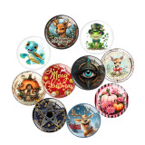 20MM 10Pcs/lot Christmas  Deer Thanksgiving pumpkin Print glass snap button charms