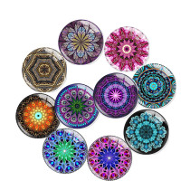 20MM 10pcs/lot Mandala Retro colored patterns Print glass snap button charms
